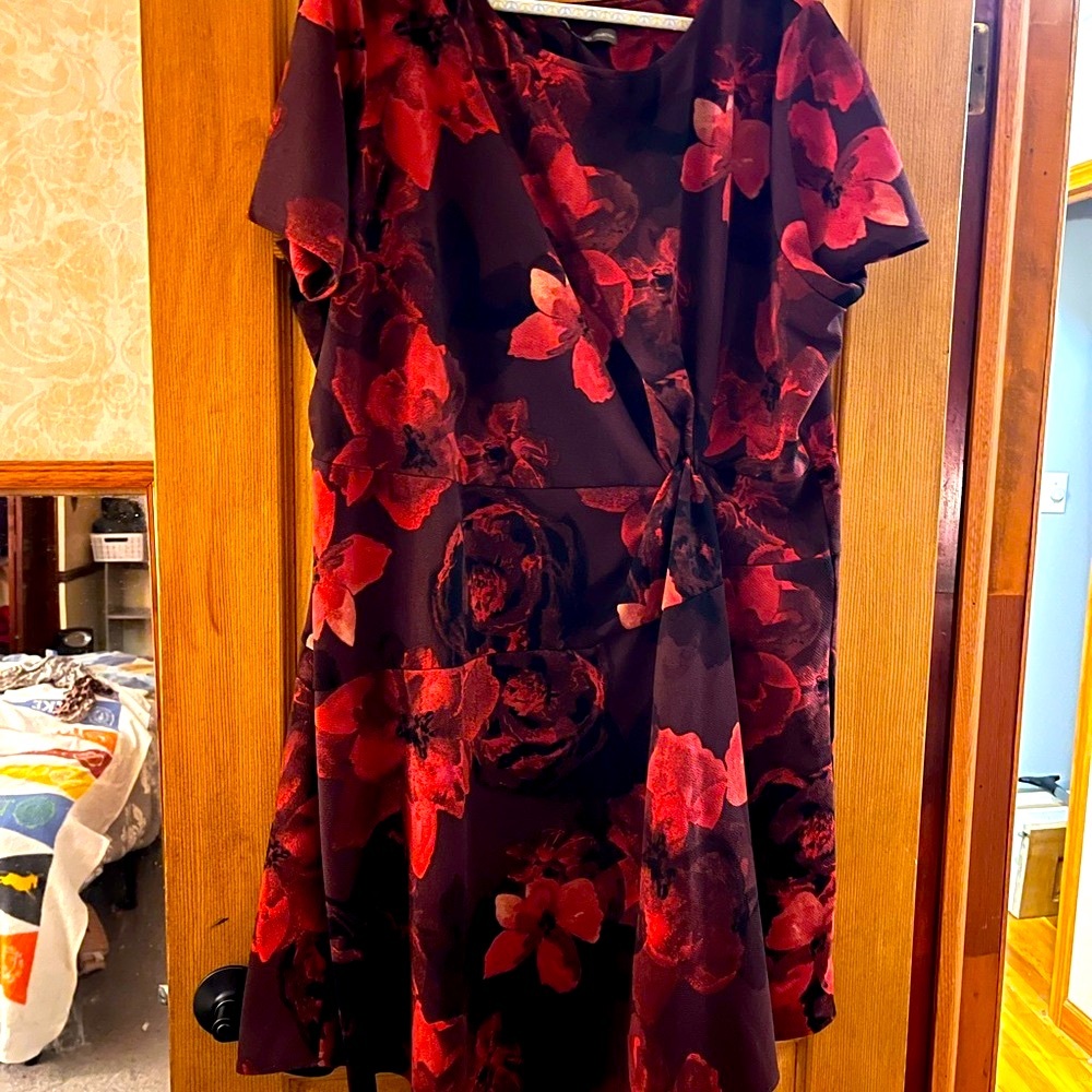 Women's Plus Size Dress in Red and Maroon Plus Size 3X 24W/26W